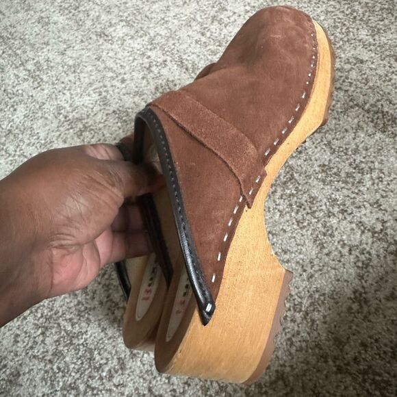 Buxa Brown Suede Women’s Clogs 38/7 - Picture 5 of 9